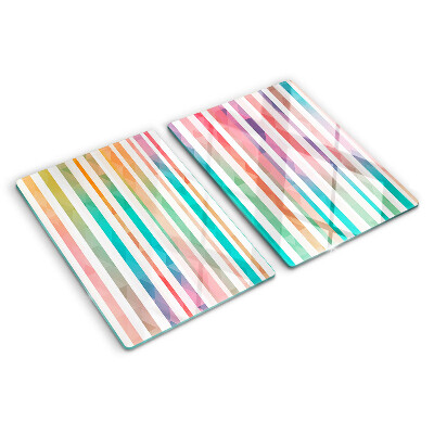 Planche à découper verre Rayures colorées aux nuances de l'arc-en-ciel