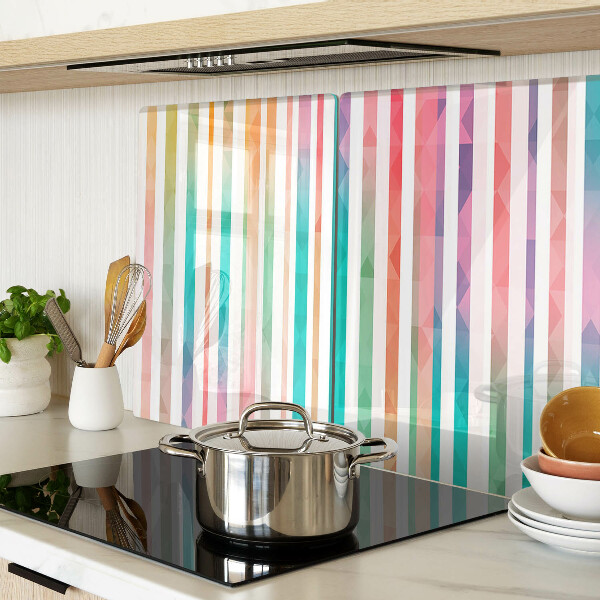 Planche à découper verre Rayures colorées aux nuances de l'arc-en-ciel