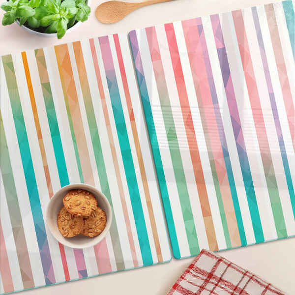 Planche à découper verre Rayures colorées aux nuances de l'arc-en-ciel