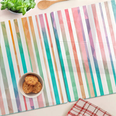 Planche à découper verre Rayures colorées aux nuances de l'arc-en-ciel