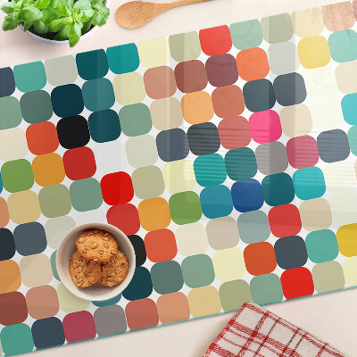 Planche à découper verre Cercles colorés dans une grille