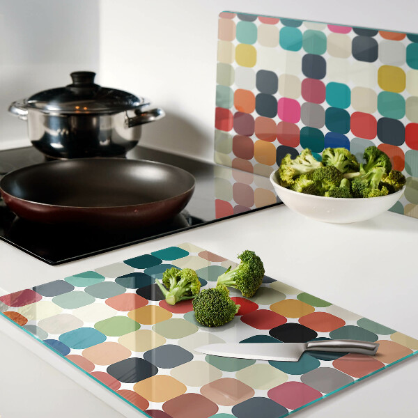 Planche à découper verre Cercles colorés dans une grille