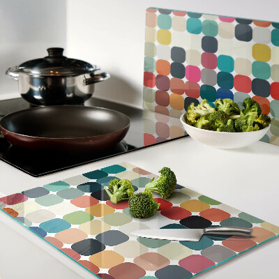 Planche à découper verre Cercles colorés dans une grille
