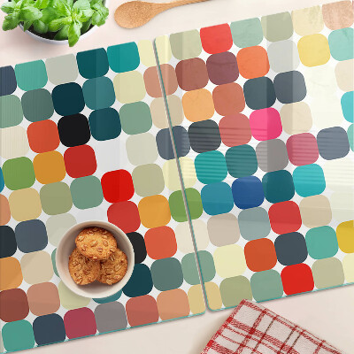 Planche à découper verre Cercles colorés dans une grille