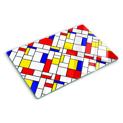 Planche à découper en verre Géométrie dans le style Mondrian