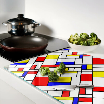 Planche à découper en verre Géométrie dans le style Mondrian