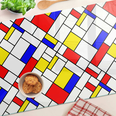 Planche à découper en verre Géométrie dans le style Mondrian