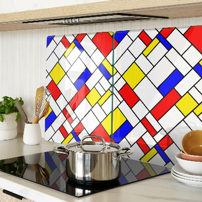 Planche à découper en verre Géométrie dans le style Mondrian