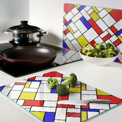 Planche à découper en verre Géométrie dans le style Mondrian