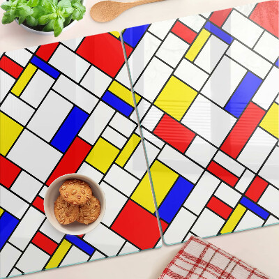 Planche à découper en verre Géométrie dans le style Mondrian