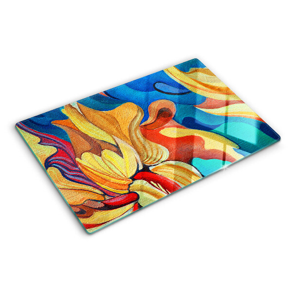 Planche à découper en verre Fleurs colorées sur un fond abstrait
