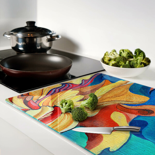 Planche à découper en verre Fleurs colorées sur un fond abstrait