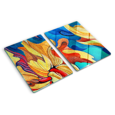 Planche à découper en verre Fleurs colorées sur un fond abstrait
