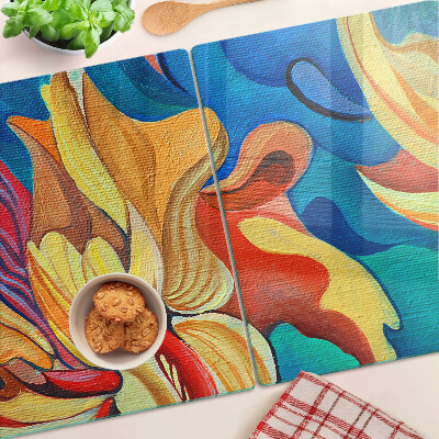 Planche à découper en verre Fleurs colorées sur un fond abstrait