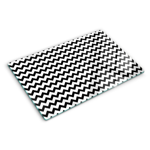 Planche à découper verre Zigzags en noir et blanc