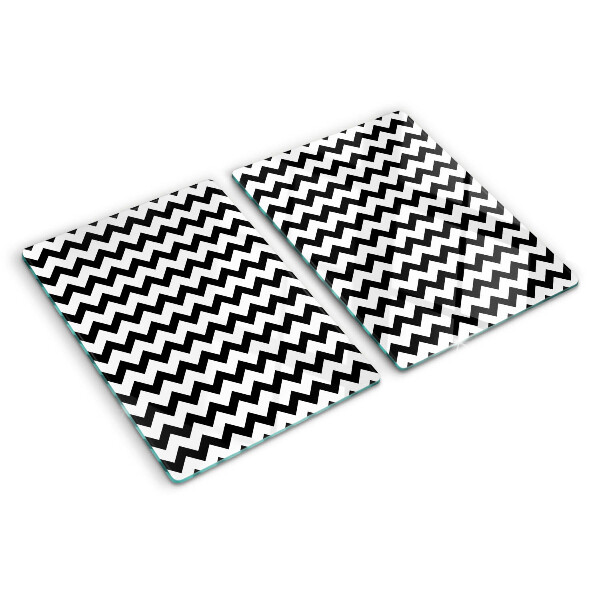 Planche à découper verre Zigzags en noir et blanc