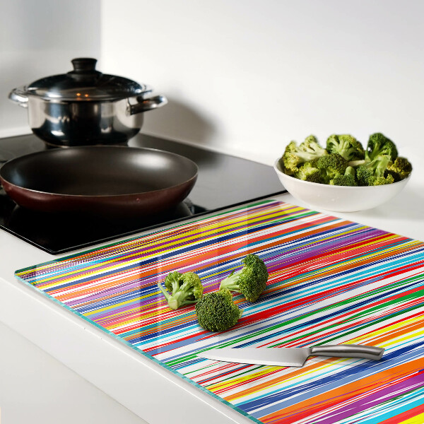 Planche à découper en verre Rayures colorées dans différentes nuances