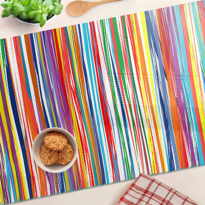 Planche à découper en verre Rayures colorées dans différentes nuances