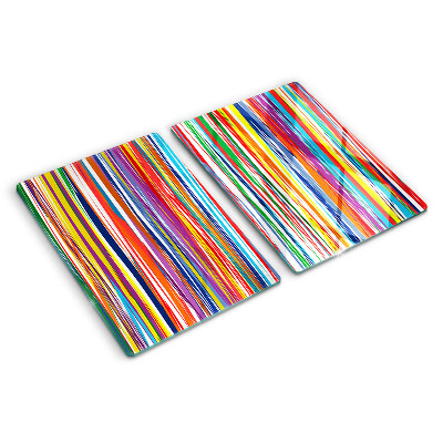 Planche à découper en verre Rayures colorées dans différentes nuances