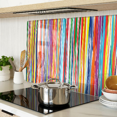 Planche à découper en verre Rayures colorées dans différentes nuances