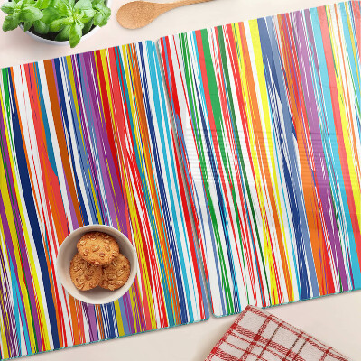 Planche à découper en verre Rayures colorées dans différentes nuances