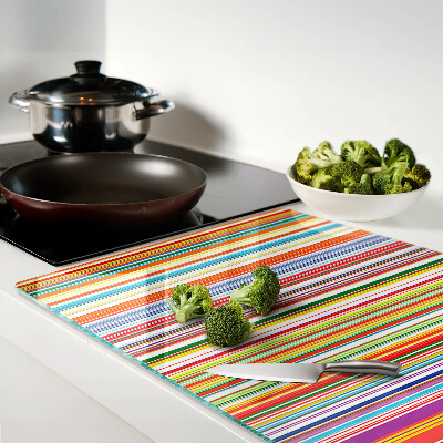 Planche à découper verre Rayures colorées