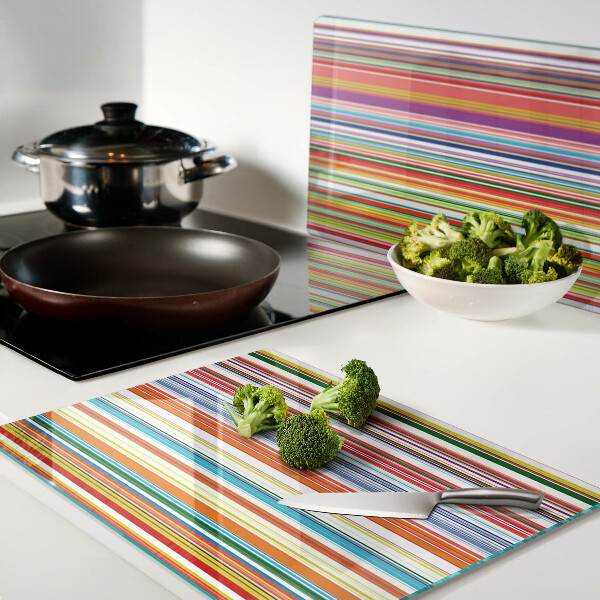 Planche à découper verre Rayures colorées