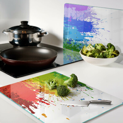 Planche à découper en verre Taches de peinture colorées