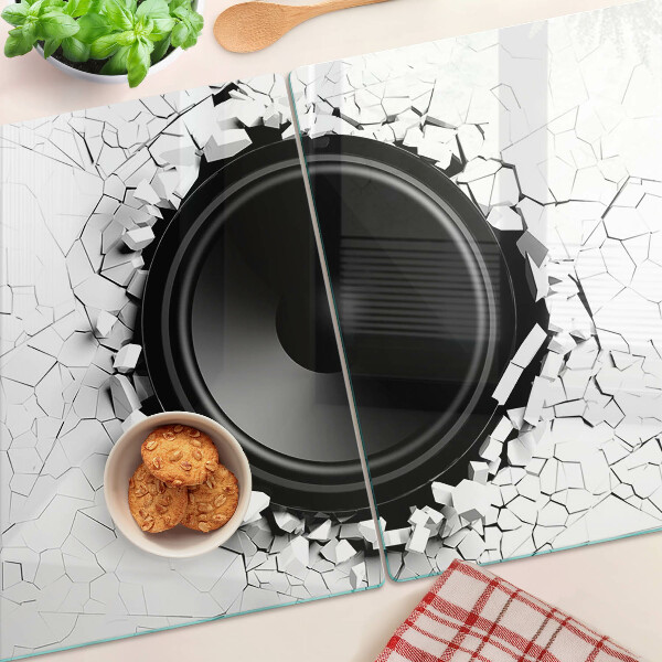Planche à découper en verre Haut-parleur dans un mur cassé