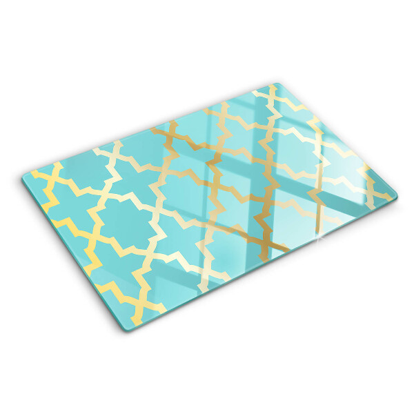 Planche à découper en verre Motif arabesque dans les tons de bleu