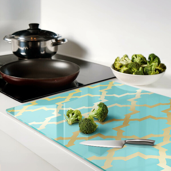 Planche à découper en verre Motif arabesque dans les tons de bleu