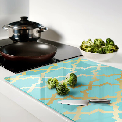 Planche à découper en verre Motif arabesque dans les tons de bleu
