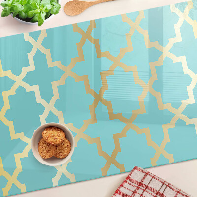 Planche à découper en verre Motif arabesque dans les tons de bleu