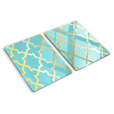 Planche à découper en verre Motif arabesque dans les tons de bleu