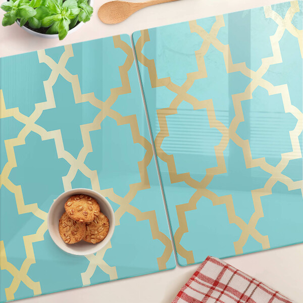 Planche à découper en verre Motif arabesque dans les tons de bleu