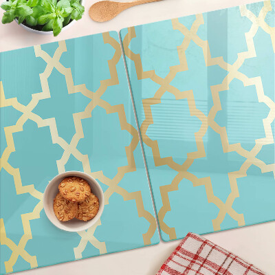 Planche à découper en verre Motif arabesque dans les tons de bleu