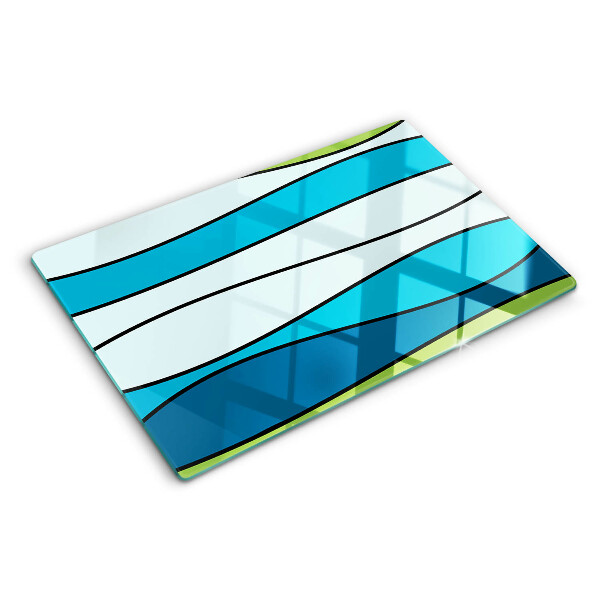 Planche à découper verre Des vagues aux nuances de bleu et de vert