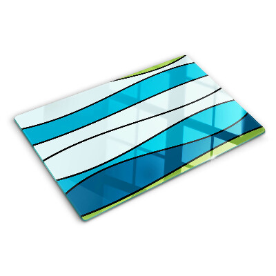 Planche à découper verre Des vagues aux nuances de bleu et de vert