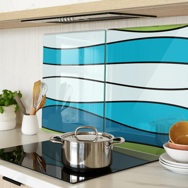 Planche à découper verre Des vagues aux nuances de bleu et de vert
