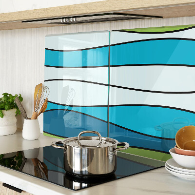 Planche à découper verre Des vagues aux nuances de bleu et de vert