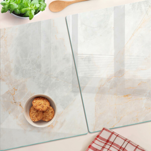 Planche à découper en verre Motif en marbre avec des veines dorées