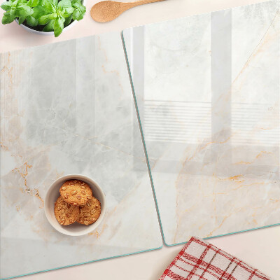 Planche à découper en verre Motif en marbre avec des veines dorées