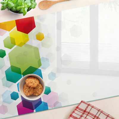 Planche à découper verre Hexagones colorés en arrière-plan