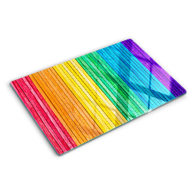 Planche à découper verre Rayures aux couleurs de l'arc-en-ciel