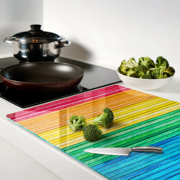 Planche à découper verre Rayures aux couleurs de l'arc-en-ciel