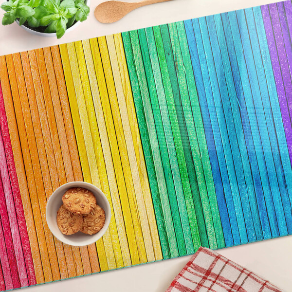 Planche à découper verre Rayures aux couleurs de l'arc-en-ciel
