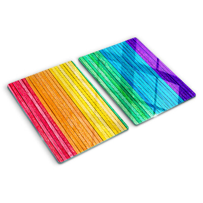 Planche à découper verre Rayures aux couleurs de l'arc-en-ciel