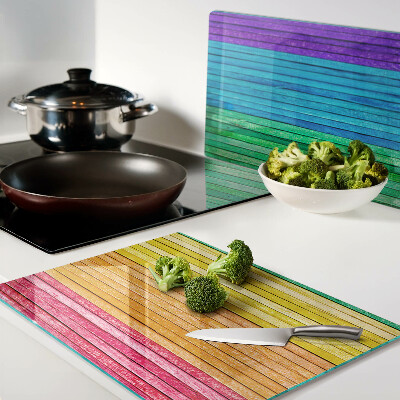 Planche à découper verre Rayures aux couleurs de l'arc-en-ciel
