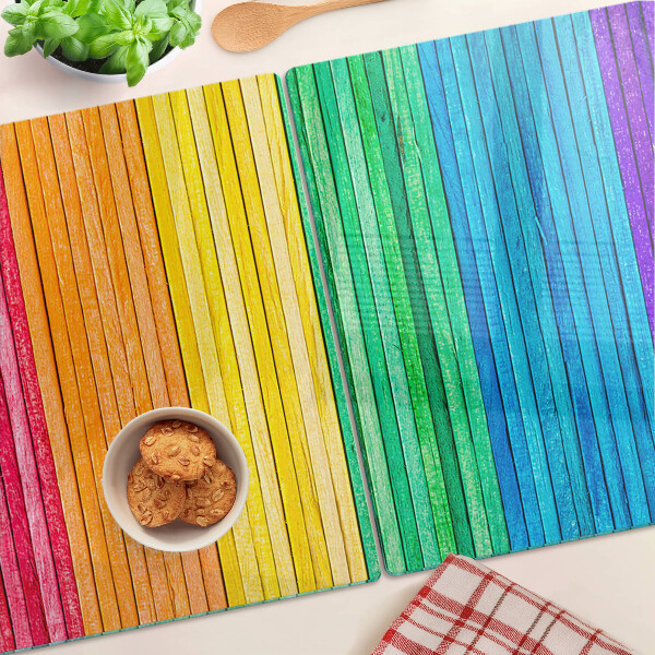 Planche à découper verre Rayures aux couleurs de l'arc-en-ciel