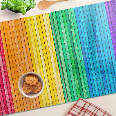 Planche à découper verre Rayures aux couleurs de l'arc-en-ciel